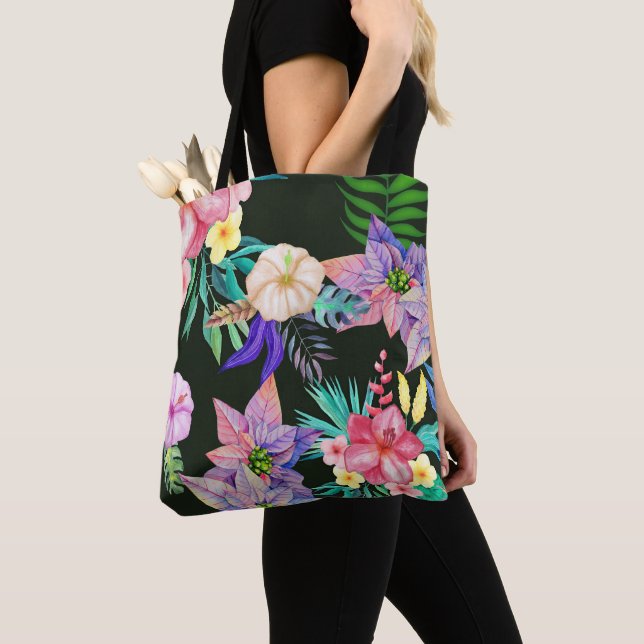 Tropical Hawaiian Flowers  Tote Bag (Close Up)