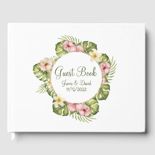 Tropical Hawaiian Flowers Wedding Guest Book