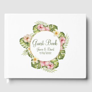 Tropical Hawaiian Flowers Wedding Guest Book