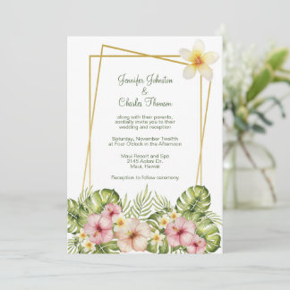 Tropical Hawaiian Flowers Wedding Invitation