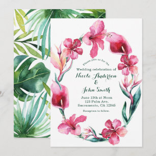 Tropical Hawaiian Flowers Wedding Invitations