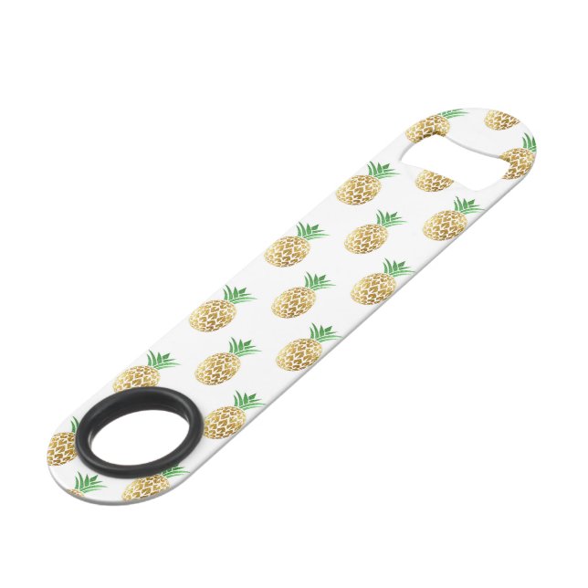 Tropical Hawaiian Gold Foil Pineapple Pattern (Front Angled)