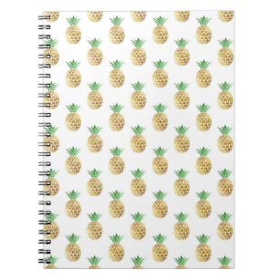 Tropical Hawaiian Gold Foil Pineapple Pattern Notebook
