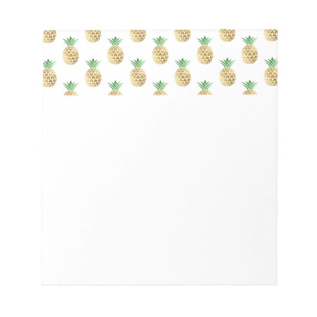 Tropical Hawaiian Gold Foil Pineapple Pattern Notepad (Front)
