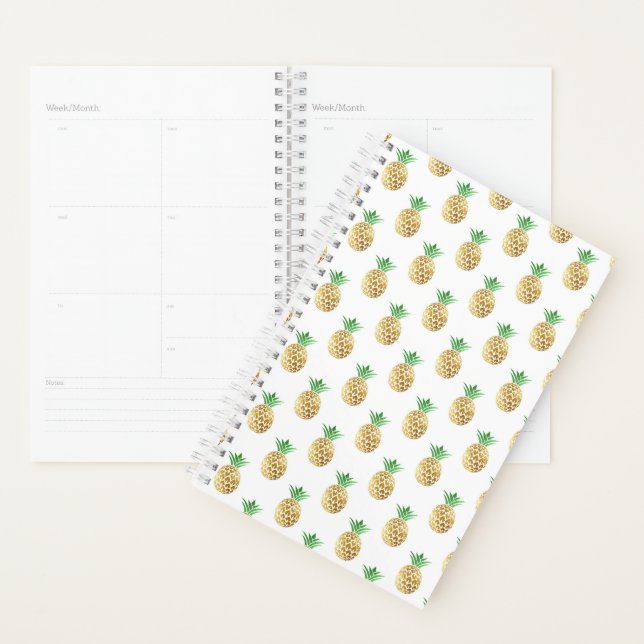 Tropical Hawaiian Gold Foil Pineapple Pattern Planner (Display)