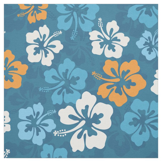 Tropical Hawaiian Hibiscus floral pattern Fabric (Swatch)