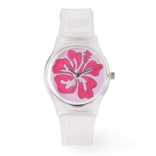 Tropical Hawaiian Hibiscus Flower Watch - Pink