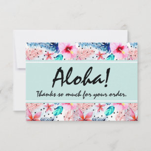 Tropical Hawaiian Hibiscus & Palm Leaf Thank You Card