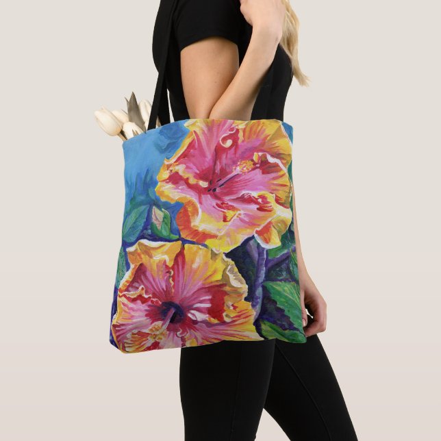 Tropical Hawaiian Hibiscus  Tote Bag (Close Up)