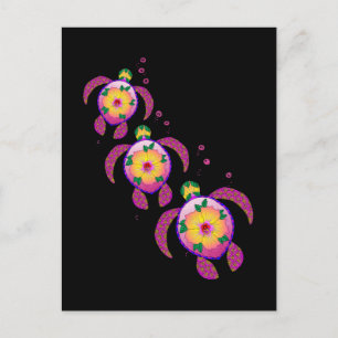 Tropical Hawaiian Honu Turtles Postcard