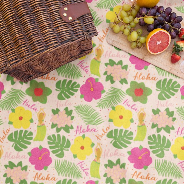 Tropical Hawaiian Hula Dancer Cosy Art Fleece Blanket (Tropical Hawaiian Flower Aloha Hula Woman Fleece Blanket)