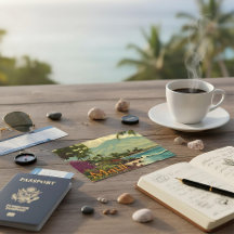  Tropical Hawaiian island, Maui vintage travel 