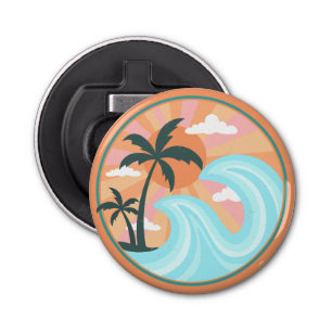 Tropical Hawaiian Island Palm Trees Good Vibes Bottle Opener