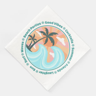 Tropical Hawaiian Island Palm Trees Good Vibes Napkin