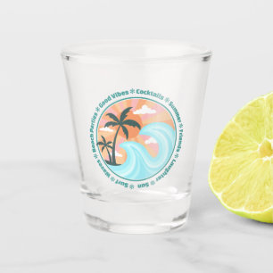 Tropical Hawaiian Island Palm Trees Good Vibes Shot Glass