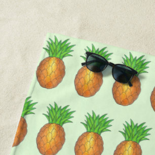 Tropical Hawaiian Island Pineapple Fruit Print Beach Towel