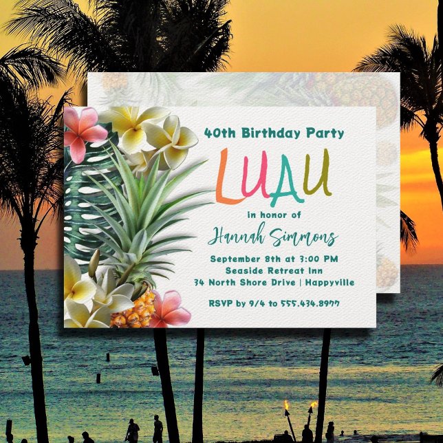 Tropical Hawaiian Luau Birthday Party Invitations (Creator Uploaded)