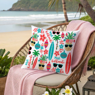 Tropical Hawaiian Mele Kalikimaka Christmas Cushion