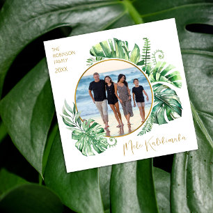 Tropical Hawaiian Mele Kalikimaka Christmas Holiday Card