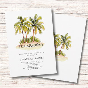 Tropical Hawaiian Mele Kalikimaka Christmas Party  Invitation