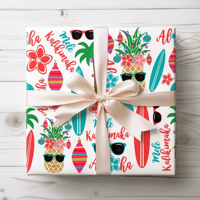 Tropical Hawaiian Mele Kalikimaka Christmas Wrapping Paper (Creator Uploaded)