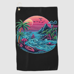 Tropical/Hawaiian neon beach Golf Towel