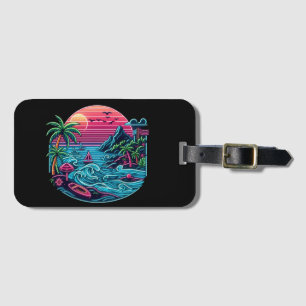 Tropical/Hawaiian neon beach Luggage Tag