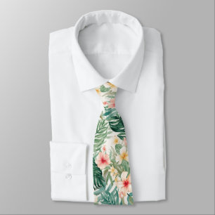 Tropical Hawaiian Palms Floral summer pattern Tie