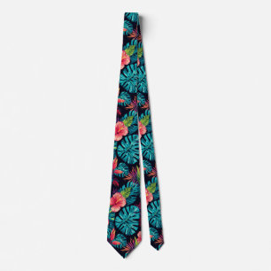 Tropical Hawaiian Palms Floral summer pattern Tie