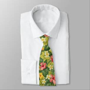Tropical Hawaiian Palms Floral summer pattern Tie