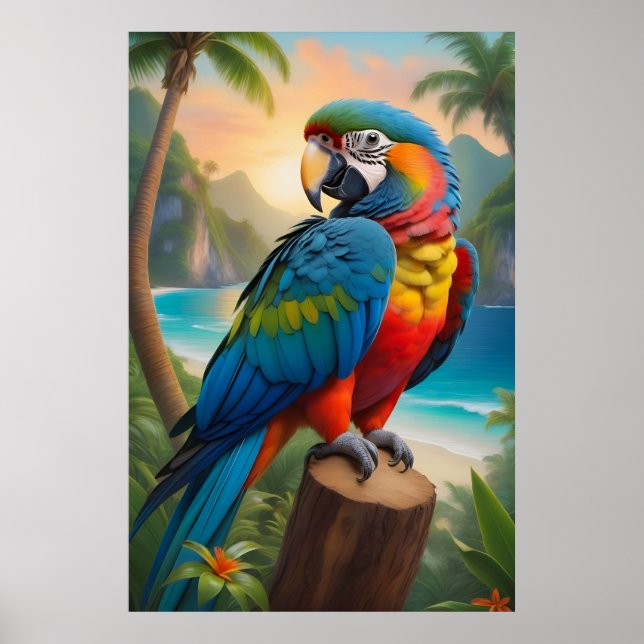 Tropical Hawaiian Parrot Paradise   Poster (Front)