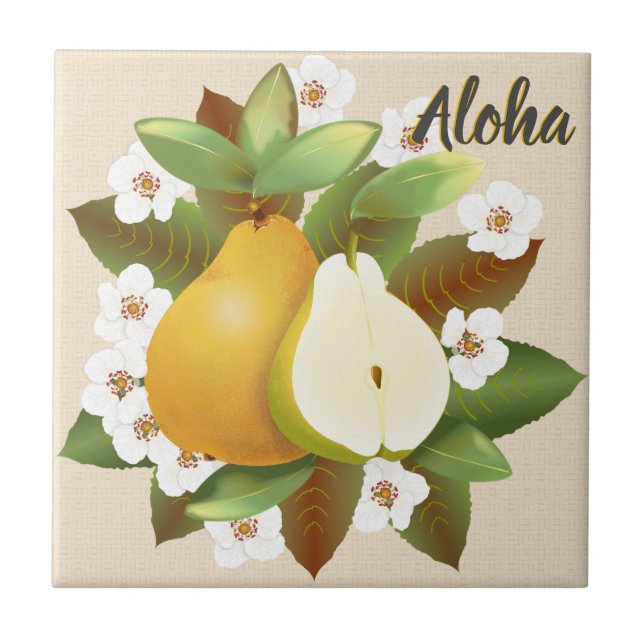 Tropical Hawaiian Pears Fruit Tile (Front)