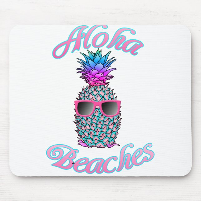 Tropical Hawaiian Pineapple Aloha Beaches Mouse Mat (Front)