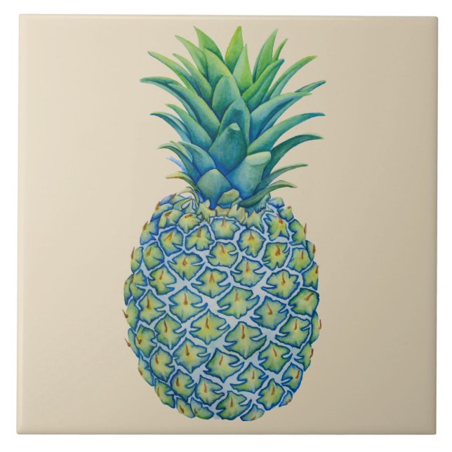 Tropical Hawaiian Pineapple Ceramic Tile (Front)