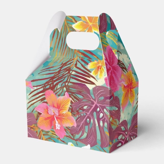 Tropical hawaiian print favour box (Front Side)