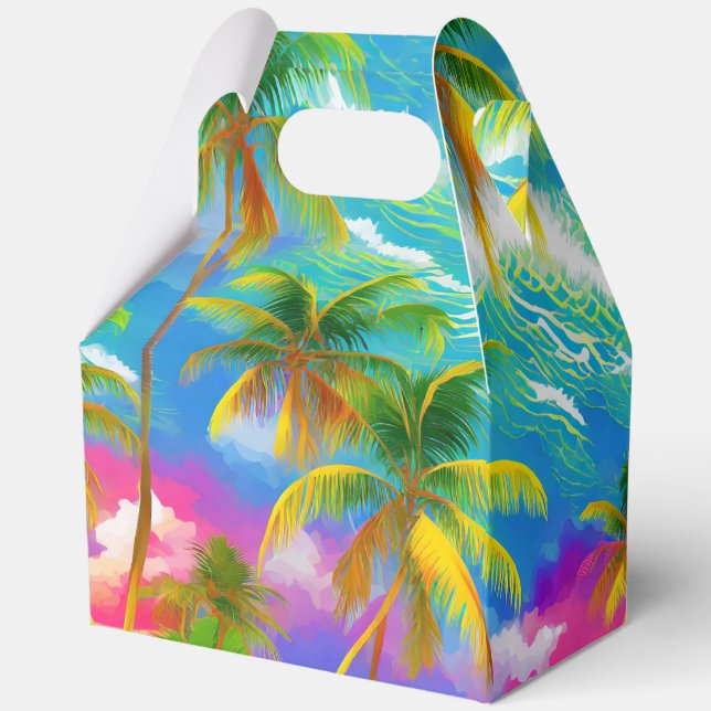 Tropical hawaiian print favour box (Back)