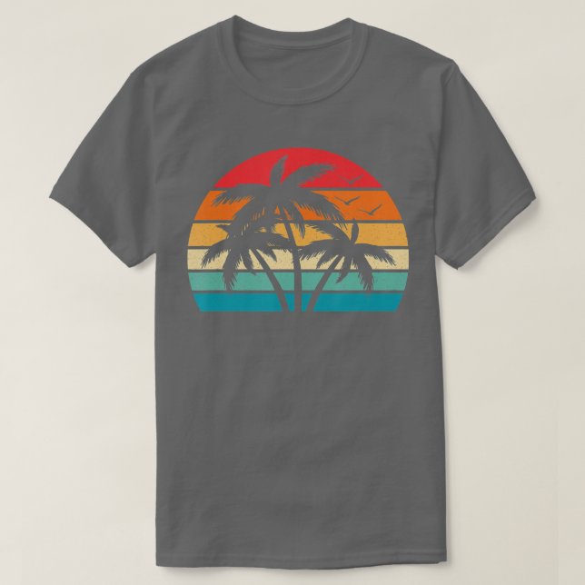 Tropical Hawaiian Retro Palm Tree Sunset Hawaii Be T-Shirt (Design Front)