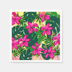 Tropical Hawaiian Style Floral Pattern Napkin