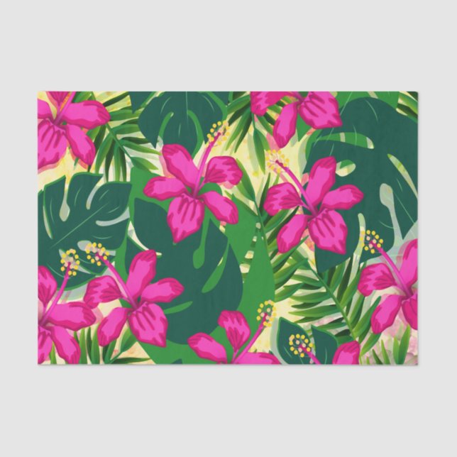 Tropical Hawaiian Style Floral Pattern Tissue Paper (Front)