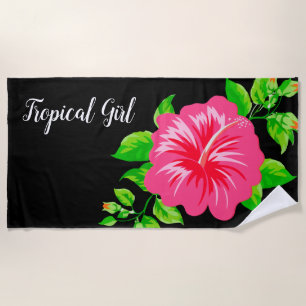 Tropical Hawaiian Style Hibiscus Beach Towel