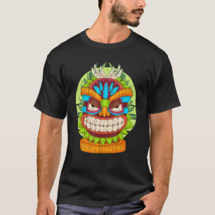Tropical Hawaiian Tiki Mask Polynesian Luau Party T-Shirt