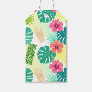 Tropical Hawaiian Tiki Pattern for Parties Wedding Gift Tags