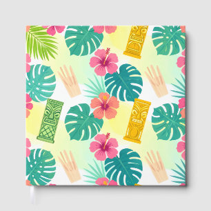 Tropical Hawaiian Tiki Pattern for Parties Wedding Guest Book