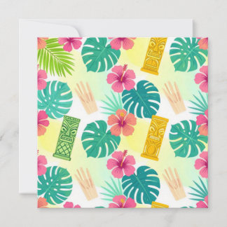 Tropical Hawaiian Tiki Pattern for Parties Wedding Thank You Card