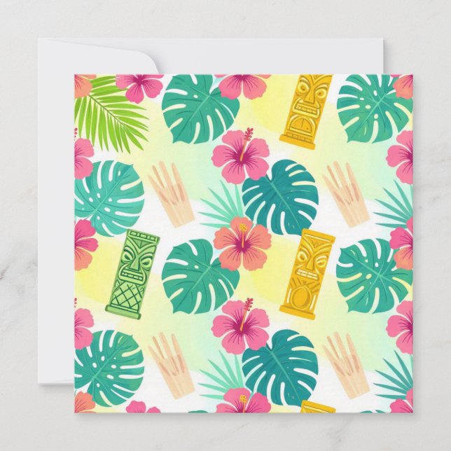 Tropical Hawaiian Tiki Pattern for Parties Wedding Thank You Card (Front)