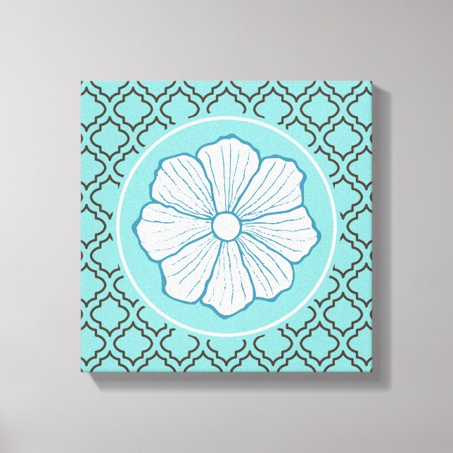 Tropical Hawaiian Turquoise Flower Wall Art Gift (Front)