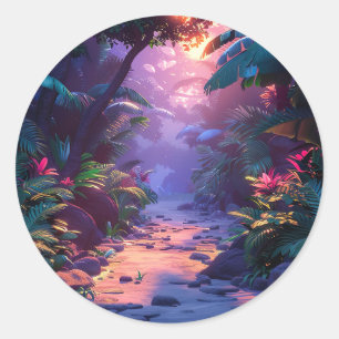 Tropical Hawaiian Walking Path  Classic Round Sticker
