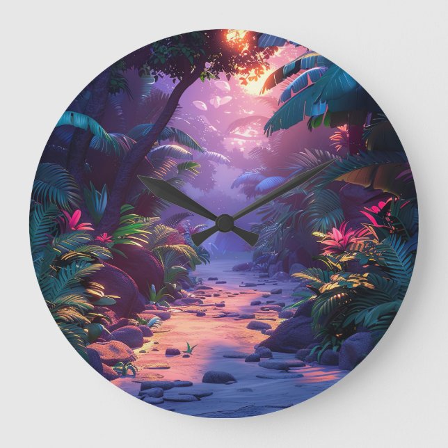 Tropical Hawaiian Walking Path  Large Clock (Front)
