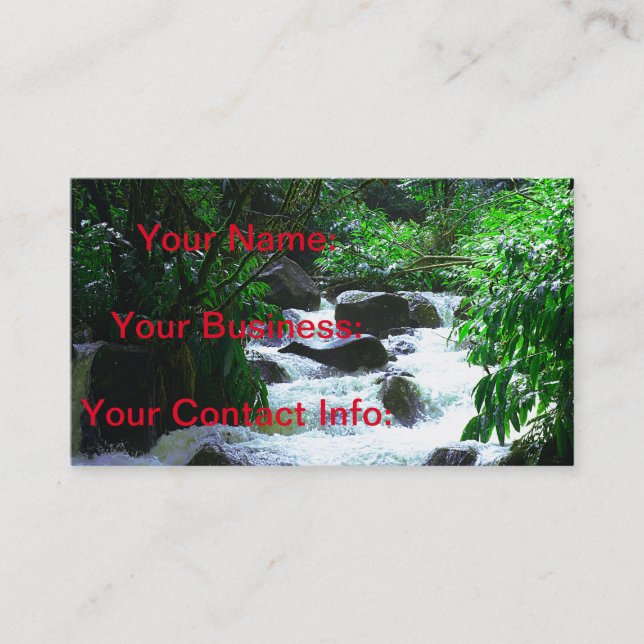 Tropical Hawaiian Waterfall Business Card (Front)