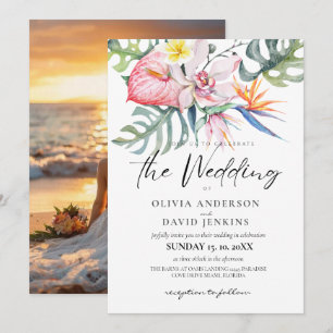 Tropical Hawaiian Wedding Beach Theme Invitation